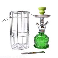 Nuevo Diseño Personalizable, Juego de Cachimba Portátil de Vidrio con Jaula de Hierro, con una o dos Mangueras