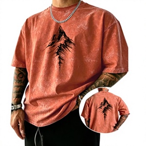 T-shirt Homme Oversize en Jersey Délavé au Sable 100% Coton 320g, Manches Courtes, Col Rond, Effet Vieilli Vintage, Couleur Unie, Style Streetwear - Product Image 1