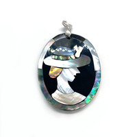 Pendentif en coquille de charme d'ormeau d'eau douce ovale naturel bricolage accessoire de fabrication de bijoux en nacre plaqué argent
