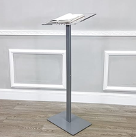 Pupitre en acrylique personnalisable, pupitre de sol en métal avec dessus transparent pour discours, conférences, bureau et événements