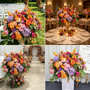 ช่อดอกไม้ประดิษฐ์สไตล์โมเดิร์นสีรุ้ง ทำจากผ้าไหมเสมือนจริง สำหรับตกแต่งฉากหลังงานแต่งงาน โต๊ะจัดเลี้ยง และตกแต่งบ้าน - Product Image 2