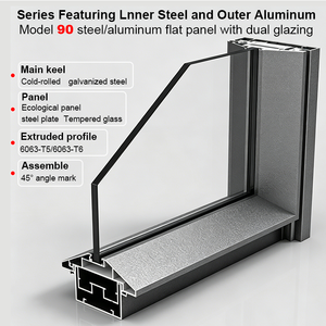 <span class=keywords><strong>Cloison</strong></span> de séparation en verre simple vitrage 100 mm, structure intérieure en acier et extérieure en aluminium, grille diamantée, pour bureaux et entrepôts, intérieurs modernes - Product Image 2