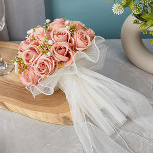 Bouquets de mariage de haute qualité, fleurs artificielles en roses, décoration de mariage pour la mariée, demoiselle d'honneur, blanc champagne - Product Image 4
