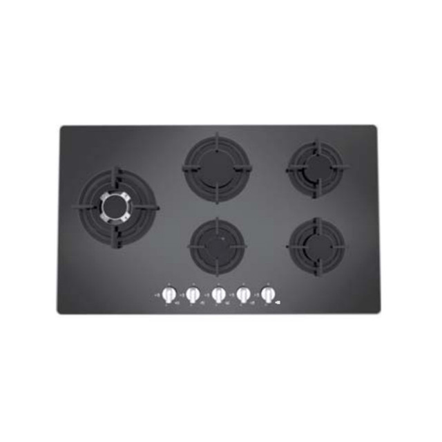 Black Tempered Glass 5 burner Built in Gas Hob Stainless Steel Gas Cook Top