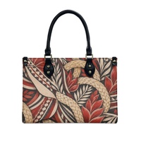 Sac à main léger en PU pour femme, motif floral tropical Puletasi Teuila, avec poignée supérieure, noir et blanc, tailles S M L