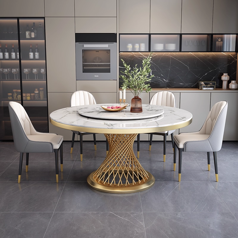 Seater Round Table with Lazy Susan Modern Italian Luxury