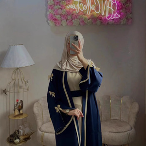 Modesto Turquía Arabia Saudita elegante Abaya suave Nida vestido diseño ARCOS mangas largo Maxi Vestidos para mujeres <span class=keywords><strong>L495</strong></span> - Product Image 5
