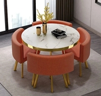 Ensemble de table de restaurant moderne et simple pour café, table ronde d'intérieur avec quatre chaises, ensemble de table à manger moderne