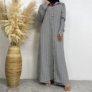 6674# Summer Fast Fashion 2 Piece <b>Set</b> Satin Printed Pant <b>Sets</b> With Buttons Long Cardigan Loose Women Pants for Muslim Women - Product Image 4