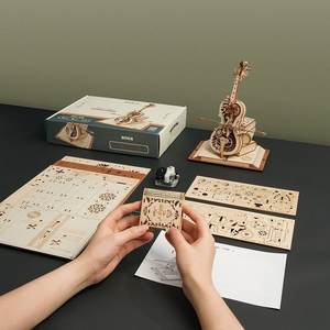 Robotime <span class=keywords><strong>Rokr</strong></span> US Warehouse Jouets en bois Boîte à musique mécanique AMK63 Kit de modèle de violoncelle magique Puzzles 3D - Product Image 3