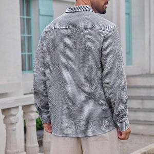 Camisa a cuadros de manga larga de algodón transpirable para hombre, estilo casual, corte ajustado, para ocio. - Product Image 4