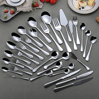 Vente en gros de 84 couverts réutilisables en acier inoxydable ensemble couteau baguettes fourchette cuillère argenterie ensemble de couverts avec boîte en bois