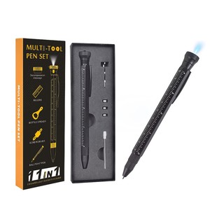 12-in-1 đa chức năng kim loại bóng bút LED ánh sáng Ballpoint mở chai điện thoại đứng thước hai đầu tuốc nơ vít quà tặng cho nam giới - Product Image 1
