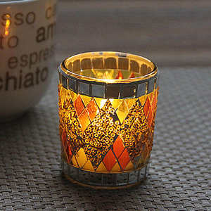 Vente <span class=keywords><strong>en</strong></span> gros Bougeoir moderne <span class=keywords><strong>en</strong></span> verre cylindrique <span class=keywords><strong>en</strong></span> mosaïque pour la fabrication de bougies - Product Image 5