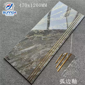 Gạch lát cầu thang Foshan, gạch men sứ, kích thước phù hợp với sàn lối vào, bề mặt bóng kính, mạ vàng bạc, họa tiết đá cẩm thạch - Product Image 2