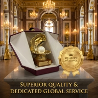 Trophée personnalisé en métal en forme de coquille de 25 cm avec accent perlé, base en bois gravable pour coffrets cadeaux d'entreprise