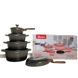 Vmigo Cookware Set 9 Pcs <b>Cast</b> Aluminum Enamel Nonstick Casserole Sauce <b>Pan</b> Fry <b>Pan</b> With Lid For Stovetop Oven Use - Product Image 5