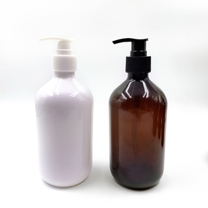 Bouteille de shampoing en plastique PET transparente de couleur ambre verte à épaules arrondies personnalisée de 100 ml, 150 ml, 200 ml, 300 ml, 500 ml avec pompe - Product Image 5
