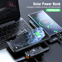 Banque d'alimentation solaire avec boussole intégrée, robuste, étanche, anti-poussière, portable, charge sans fil, pour les voyages en plein air, la randonnée