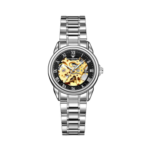8866 Men's Fully <b>Automatic</b> Skeleton Stainless Steel Mechanical Watch Luxury Waterproof <b>Wristwatch</b> Double Sided Leather Strap - Product Image 2