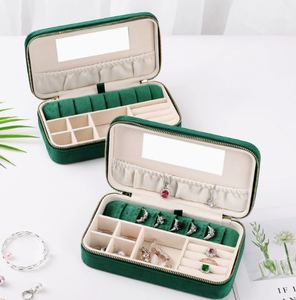 Portable Rectangle Velvet Jewelry Case Wholesale Exquisite Travel Storage <b>Box</b> for Earrings Rings with Custom Logo - Product Image 1