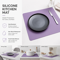 Nouveau Set de Table Rectangulaire Moderne en Silicone Alimentaire Réutilisable et Écologique, Imprimé Tendance pour la Maison