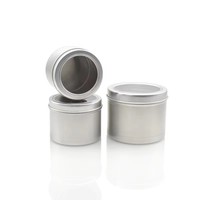 Kostenlose Probe Silber Aluminium Fenster Glas 1Unze 30ml 60ml 80ml 100ml 150ml Metall Kerzenglas Lebensmittelaufbewahrungsver