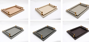 Modern Luxury Rectangular Breakfast <strong>Tray</strong> Sustainable Beige Woven Leather Home <strong>Decor</strong> <strong>for</strong> Office Supply <strong>Decor</strong> - Product Image 3