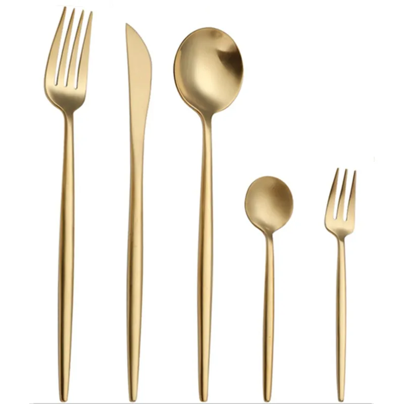 Cutipol-Juego de cuchillos y tenedor para tallar, cubiertos de acero inoxidable chapados en oro a granel, 2021, venta al por mayor, oro rosa