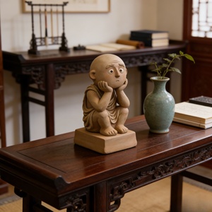 Adorno Decorativo Moderno Personalizable BZY para <span class=keywords><strong>el</strong></span> Hogar, Adorno de Escritorio para Oficina, Adorno de Resina de <span class=keywords><strong>Monje</strong></span> Pequeño que se Medita y se Ensoña - Product Image 5