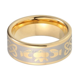 <span class=keywords><strong>Bague</strong></span> en tungstène doré 8 mm Coolstyle pour <span class=keywords><strong>homme</strong></span> et femme, alliance, design nœud celtique irlandais <span class=keywords><strong>Claddagh</strong></span>, coupe en tuyau polie - Product Image 2