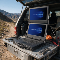 Ordinateur portable durci double écran Intel i9 15,6 pouces avec charnière amortie anti-vibration, station de travail portable noire pour intervention d'urgence et usage privé