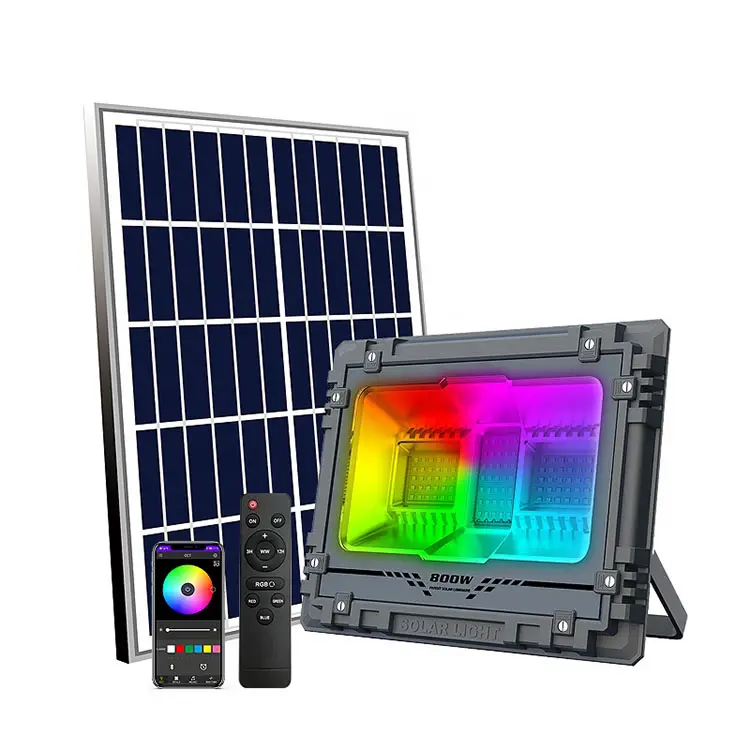 Outdoor RGB Garden LED Flood Light with Remote Controller Solar Flood Light Solar Floodlight Reflector Con Panel Solar