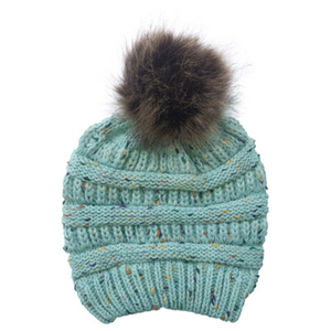 <span class=keywords><strong>Bonnet</strong></span> en tricot pour femmes, queue de cheval Slouchy, Baggy épais avec Faux <span class=keywords><strong>pompon</strong></span> en <span class=keywords><strong>fausse</strong></span> <span class=keywords><strong>fourrure</strong></span>, chapeau d'hiver - Product Image 3