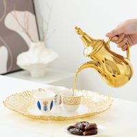 Haute qualité 0.5L céramique Dallah Pot ensemble couvercle arabe or argent goutte Style 0.5L galvanoplastie turc eau café thé affaires
