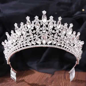 Diadema di cristallo Jachon per donna strass blu corona diademi principessa per ragazze regali per feste di compleanno di nozze