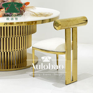 Chaises de salle à manger de luxe en acier inoxydable doré royal pour événements - Product Image 5