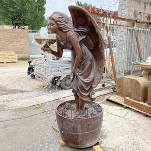 Fontana <span class=keywords><strong>da</strong></span> Giardino con Statua di <span class=keywords><strong>Angelo</strong></span> in Bronzo Antico a Grandezza Naturale, Scultura d'Acqua Artigianale per Decorazione Esterna - Product Image 4