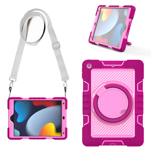 Étui robuste pour tablette avec bandoulière pour iPad 10,2 pouces, housse de protection bleu marine et vert lime avec support et poignée - Product Image 4