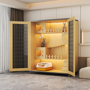Dongmajiaju Luxury Wooden <strong>Cat</strong> Villa Cage with Iron Door Integrated Litter <strong>Box</strong> Space-Saving Breathable <strong>Cat</strong> House <strong>Bed</strong> All Seasons - Product Image 5