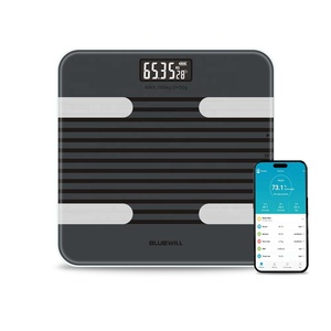 Bluewill Đen quy mô Thông Minh Kỹ thuật số phân tích chính xác cao thủy tinh trọng lượng cơ thể balanza với màn hình LCD hiển thị hỗ trợ lên đến 180kg - Product Image 2