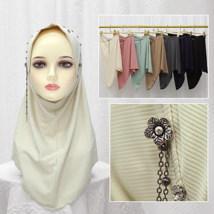 Hijab de luxe de Malaisie, voile perlé de qualité supérieure, chic, respirant, doux, instantané, en jersey, pour femmes musulmanes - Product Image 4