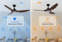 Ventilateur de plafond LED 52 pouces avec lumière, moteur DC, 3 pales en ABS, télécommande, ventilateur de plafond moderne intelligent pour intérieur