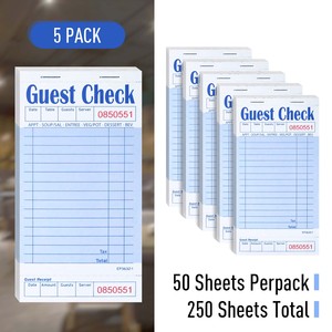Bloc de cheques para invitados de doble cara, fáciles de rasgar, para negocios de restaurantes - Product Image 1