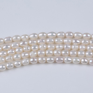 ไข่มุกน้ำจืดธรรมชาติขนาด 7-8 มม. ร้อยเป็นเส้น สีขาว รูตรง สำหรับทำเครื่องประดับ DIY ขายส่ง - Product Image 4