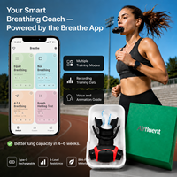 Entraîneur respiratoire intelligent à commande vocale avec application, double embout buccal, 8 niveaux de résistance |   Appareil intelligent d'exercice des muscles respiratoires