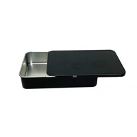 Boîte à cigarettes noire mate recyclable, résistante aux enfants, avec fermeture à poussoir, emballage métallique pour médicaments, boîte coulissante en étain