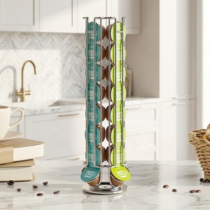 Elegante Soporte Giratorio Cilíndrico para 32 <span class=keywords><strong>Dolce</strong></span> <span class=keywords><strong>Gusto</strong></span>, Torre Vertical para Oficina o Sala de Descanso, Selección Visual Instantánea - Product Image 1