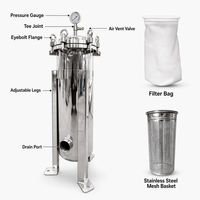 Kantong Filter Minyak Pra-Penapis Efisiensi Tinggi Baja Tahan Karat 304/316 Baru Untuk Penggunaan Industri Minyak Goreng 1 Kantong Sambungan Flens Rumah Filter