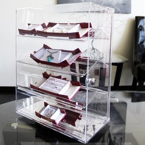 Premium 360-Degree <strong>Rotating</strong> Acrylic <strong>Display</strong> <strong>Case</strong> 4 Removable Shelves with Key Lock for Sunglasses Jewelry Collectibles - Product Image 6